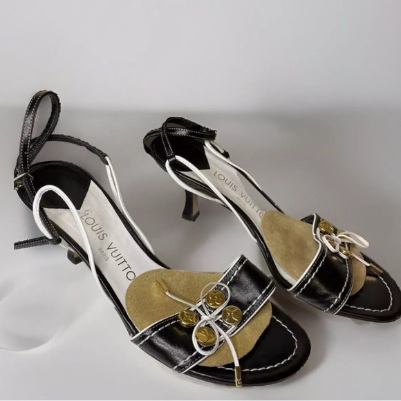 LV Luis Vuitton leather ankle strap heel for ladies Excellent condition! Size 6 - Picture 2 of 6